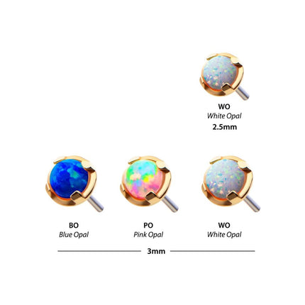 Invictus 14Kt Yellow Gold Threadless Prong Set Opal Top