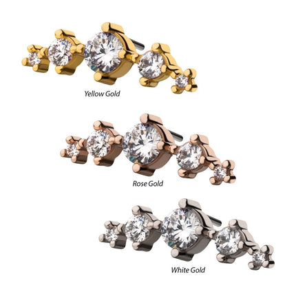 Invictus 14Kt Gold Threadless 5-Clear CZ Top