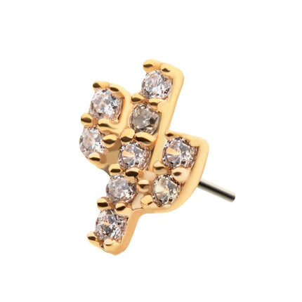 Invictus 14Kt Yellow Gold Threadless with Prong Set 9 Round Clear CZ Cactus Top