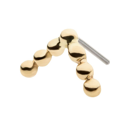 Invictus 14Kt Yellow Gold Threadless with 7 Beads Triangle Top