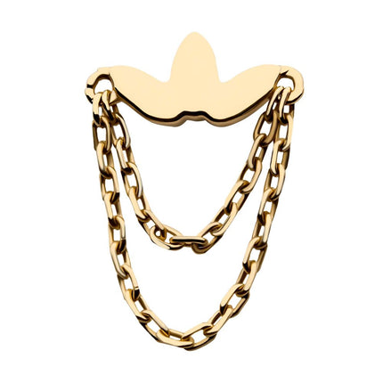 Invictus 14Kt Yellow Gold Threadless Flower Top with 2 Dangling Chains