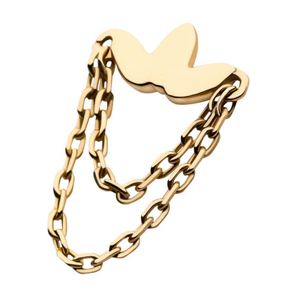 Invictus 14Kt Yellow Gold Threadless Flower Top with 2 Dangling Chains