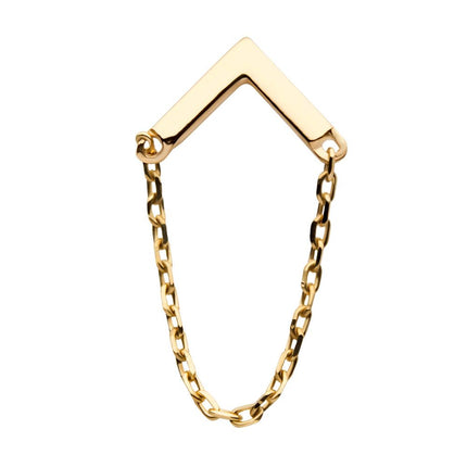 Invictus 14Kt Yellow Gold Threadless Chevron Top with Dangling Chain