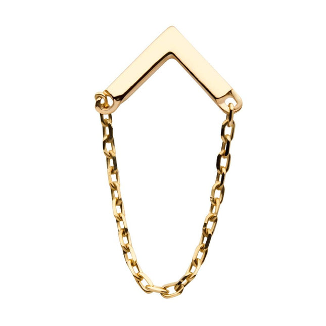 Invictus 14Kt Yellow Gold Threadless Chevron Top with Dangling Chain