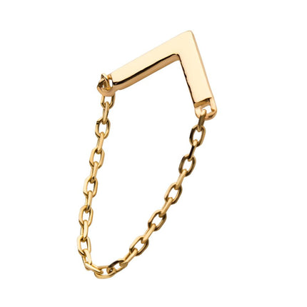 Invictus 14Kt Yellow Gold Threadless Chevron Top with Dangling Chain