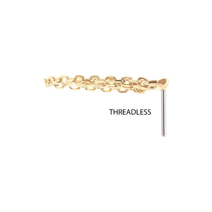 Invictus 14Kt Gold Threadless Bar Top with 2-Tier Chain Dangle