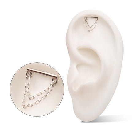 Invictus 14Kt Gold Threadless Bar Top with 2-Tier Chain Dangle