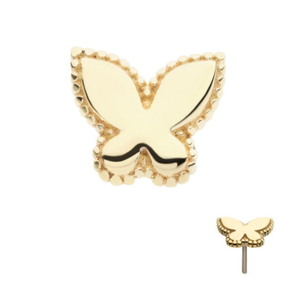 Invictus 14Kt Yellow Gold Threadless Beaded Edge Butterfly Top