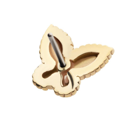 Invictus 14Kt Yellow Gold Threadless Beaded Edge Butterfly Top