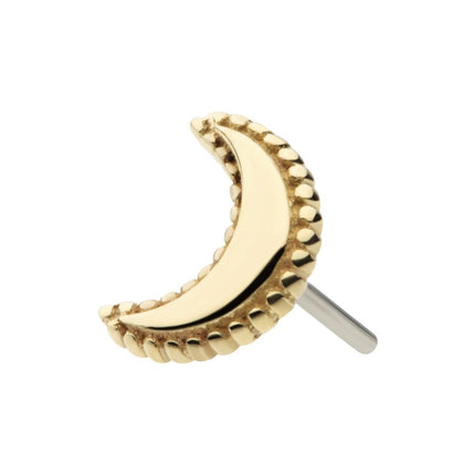 Invictus 14Kt Yellow Gold Threadless Beaded Edge Crescent Moon Top