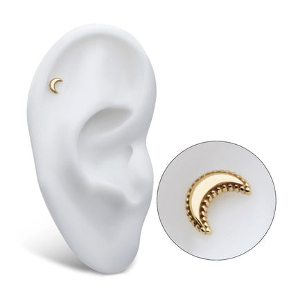 Invictus 14Kt Yellow Gold Threadless Beaded Edge Crescent Moon Top