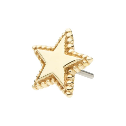 Invictus 14Kt Yellow Gold Threadless Beaded Edge Star Top
