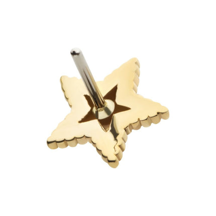 Invictus 14Kt Yellow Gold Threadless Beaded Edge Star Top