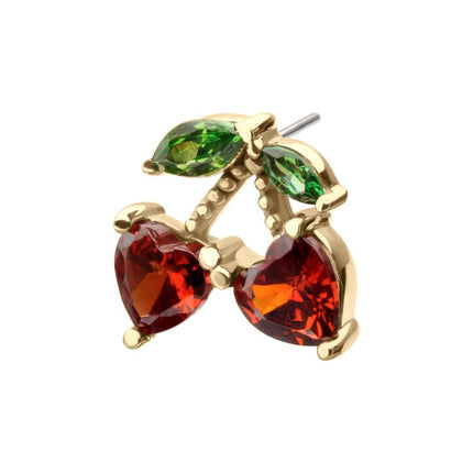 Invictus 14Kt Yellow Gold Threadless Cherry Heart Leaf Top