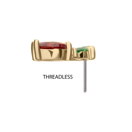 Invictus 14Kt Yellow Gold Threadless Cherry Heart Leaf Top