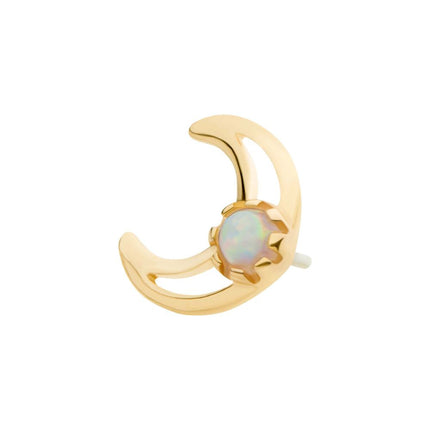 Invictus 14Kt Yellow Gold Threadless with CZ/Opal Crescent Moon Top