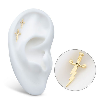 Invictus 14Kt Yellow Gold Threadless Lightning Bolt Dagger Top