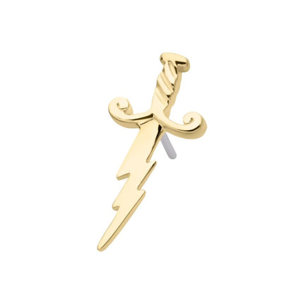 Invictus 14Kt Yellow Gold Threadless Lightning Bolt Dagger Top