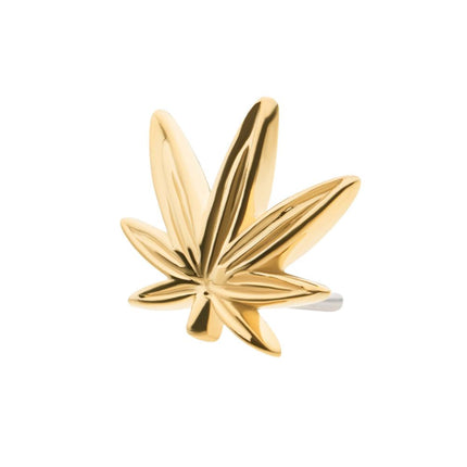 Invictus 14Kt Yellow Gold Threadless Pot Leaf Top
