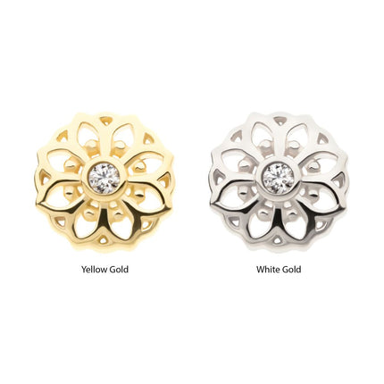 Invictus 14Kt Gold Threadless Mandala Flower Top with Bezel Gem