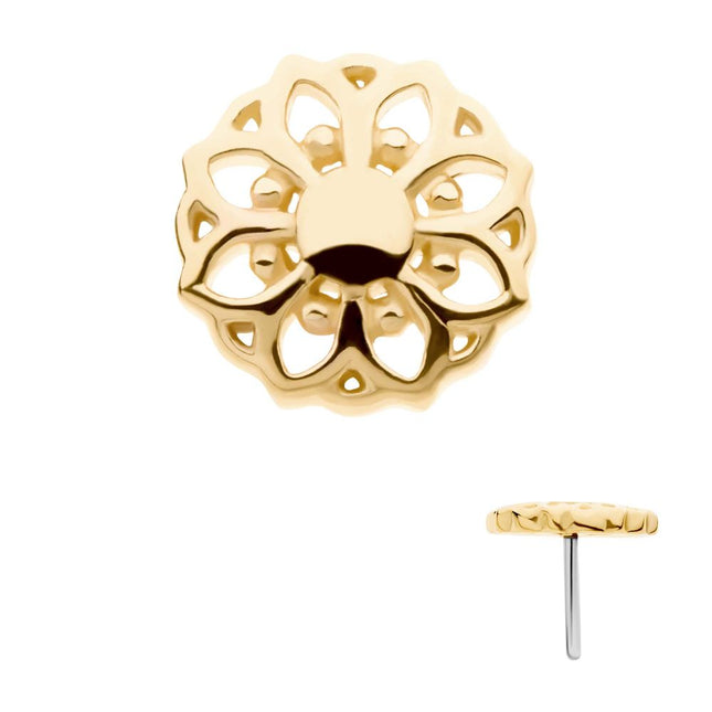 Invictus 14Kt Yellow Gold Threadless Mandala Flower Top