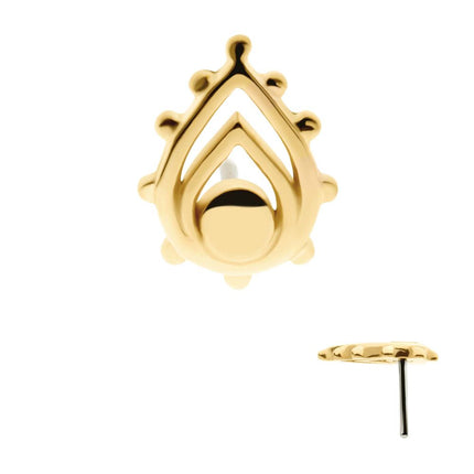 Invictus 14Kt Yellow Gold Threadless Beaded Edge Teardrop Top