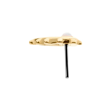Invictus 14Kt Yellow Gold Threadless Bezel Set Gem/Opal Beaded Edge Teardrop Top