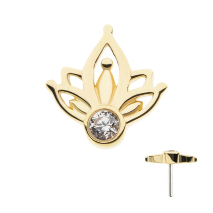 Invictus 14Kt Yellow Gold Threadless Bezel Set Gem/Opal Petal Top