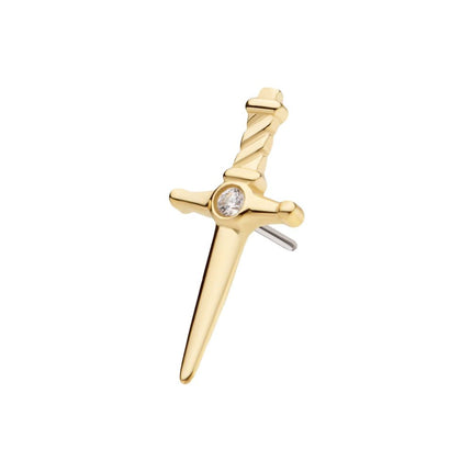 Invictus 14Kt Gold Threadless Dagger Top with Bezel Gem/Opal
