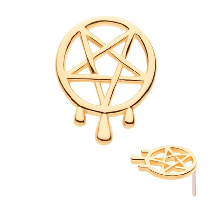 Invictus 14Kt Yellow Gold Threadless Dripping Pentagram Top