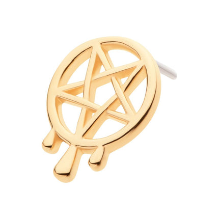 Invictus 14Kt Yellow Gold Threadless Dripping Pentagram Top