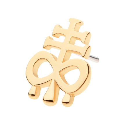 Invictus 14Kt Yellow Gold Threadless Dripping Leviathan Cross Top