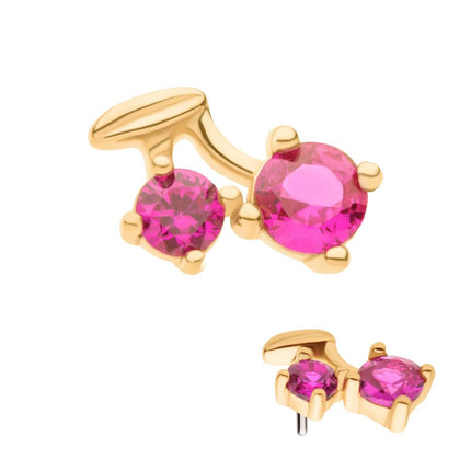 Invictus 14Kt Yellow Gold Threadless with Prong Set Round CZ Cherry Top
