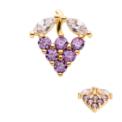Invictus 14Kt Yellow Gold Threadless with Prong Set Marquise & Round CZ Grape Top
