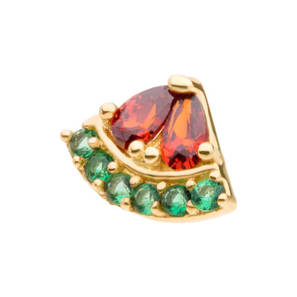 Invictus 14Kt Yellow Gold Threadless with Prong Set & Round CZ Watermelon Top
