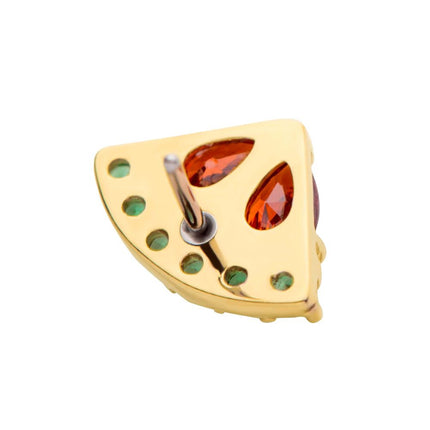 Invictus 14Kt Yellow Gold Threadless with Prong Set & Round CZ Watermelon Top