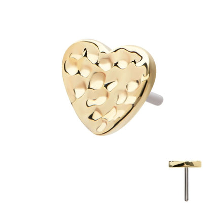 Invictus 14Kt Yellow Gold Threadless Hammered Heart Top