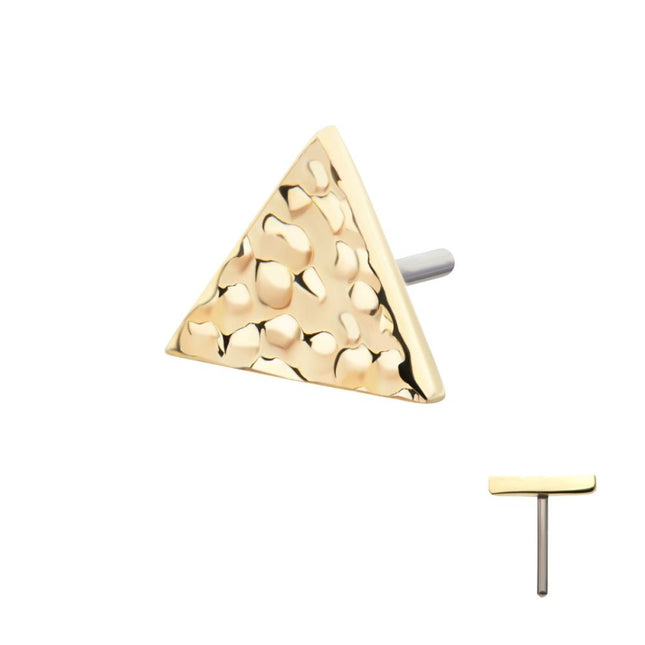 Invictus 14Kt Yellow Gold Threadless Hammered Triangle Top