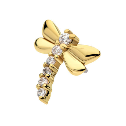 Invictus 14Kt Gold Threadless Dragonfly Top with 6-Cluster Prong Set Gem
