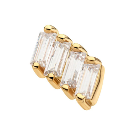 Invictus 14Kt Yellow Gold Threadless with Baguette CZ 4-Cluster Top
