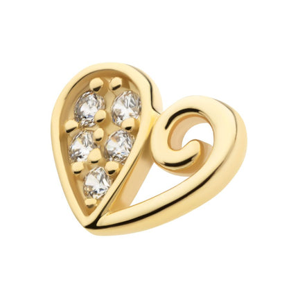 Invictus 14Kt Yellow Gold Threadless Half Heart with CZ Top