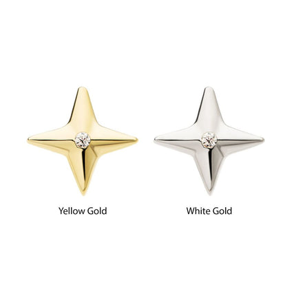 Invictus 14Kt Gold Threadless Celestial Star with Central CZ Gem Top