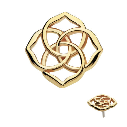 Invictus 14Kt Yellow Gold Threadless 4 Pointed Celtic Knots Top