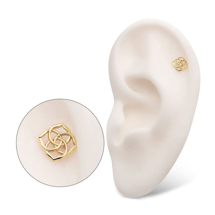Invictus 14Kt Yellow Gold Threadless 4 Pointed Celtic Knots Top