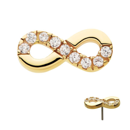 Invictus 14Kt Yellow Gold Threadless Infinity Symbol with CZ Top