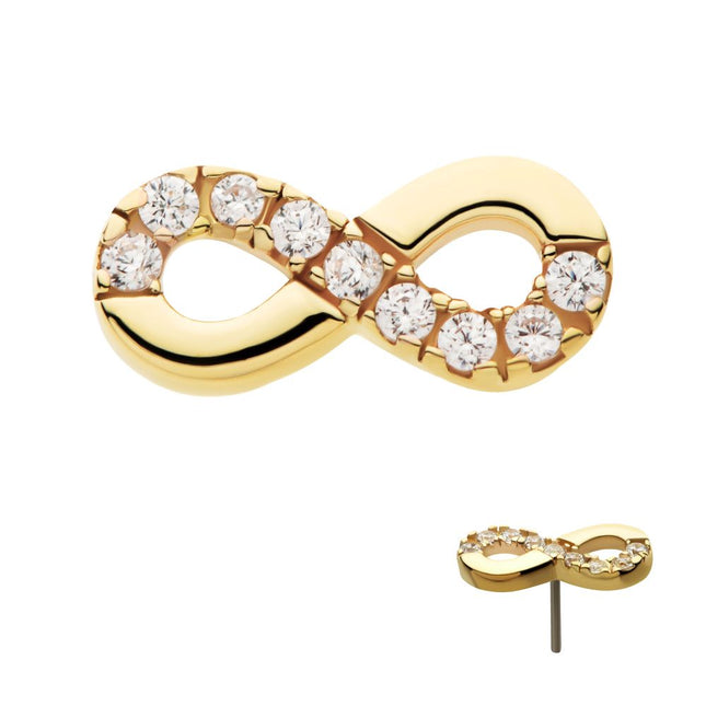 Invictus 14Kt Yellow Gold Threadless Infinity Symbol with CZ Top