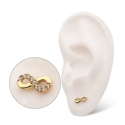 Invictus 14Kt Yellow Gold Threadless Infinity Symbol with CZ Top