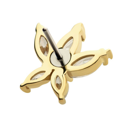 Invictus 14Kt Yellow Gold Threadless 5 Marquise CZ Flower Top