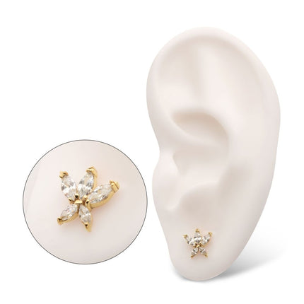 Invictus 14Kt Yellow Gold Threadless 5 Marquise CZ Flower Top