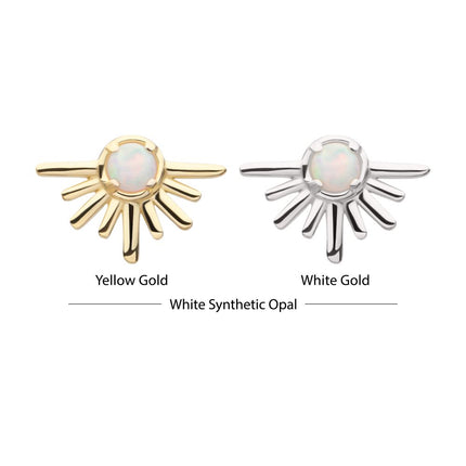 Invictus 14Kt Gold Threadless Prong Set White Opal Half Starburst Top